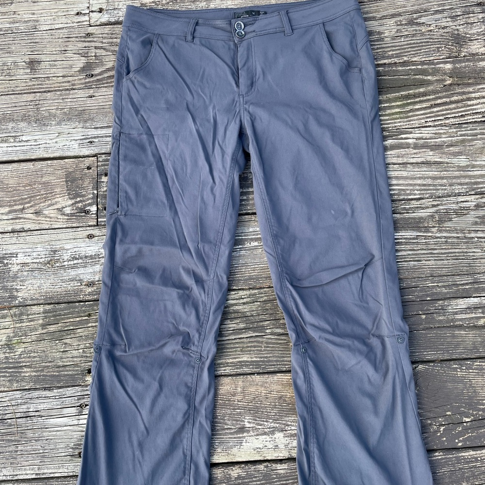 Prana Halle Convertible Roll Up regular Inseam Stretch Performance Pants Gray.
